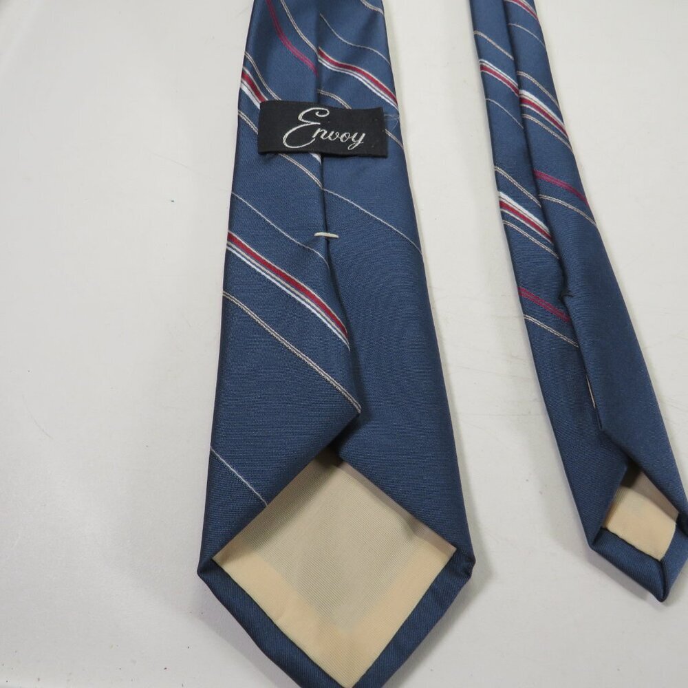 Vintage Blue with Red Striped Men's NeckTie by Envoy - Picture 4 of 7